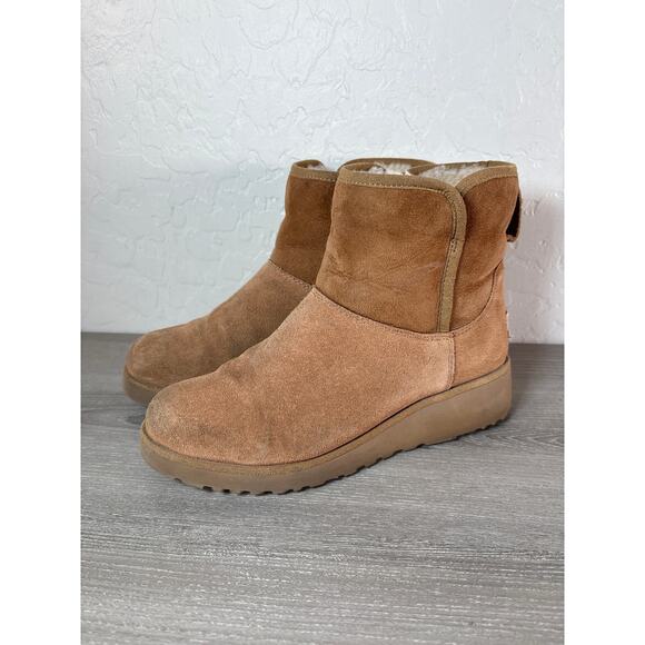 UGG Kristin Boot Women's 6.5 Classic Slim Wedge Ankle Chestnut Suede Shearling - Picture 1 of 8